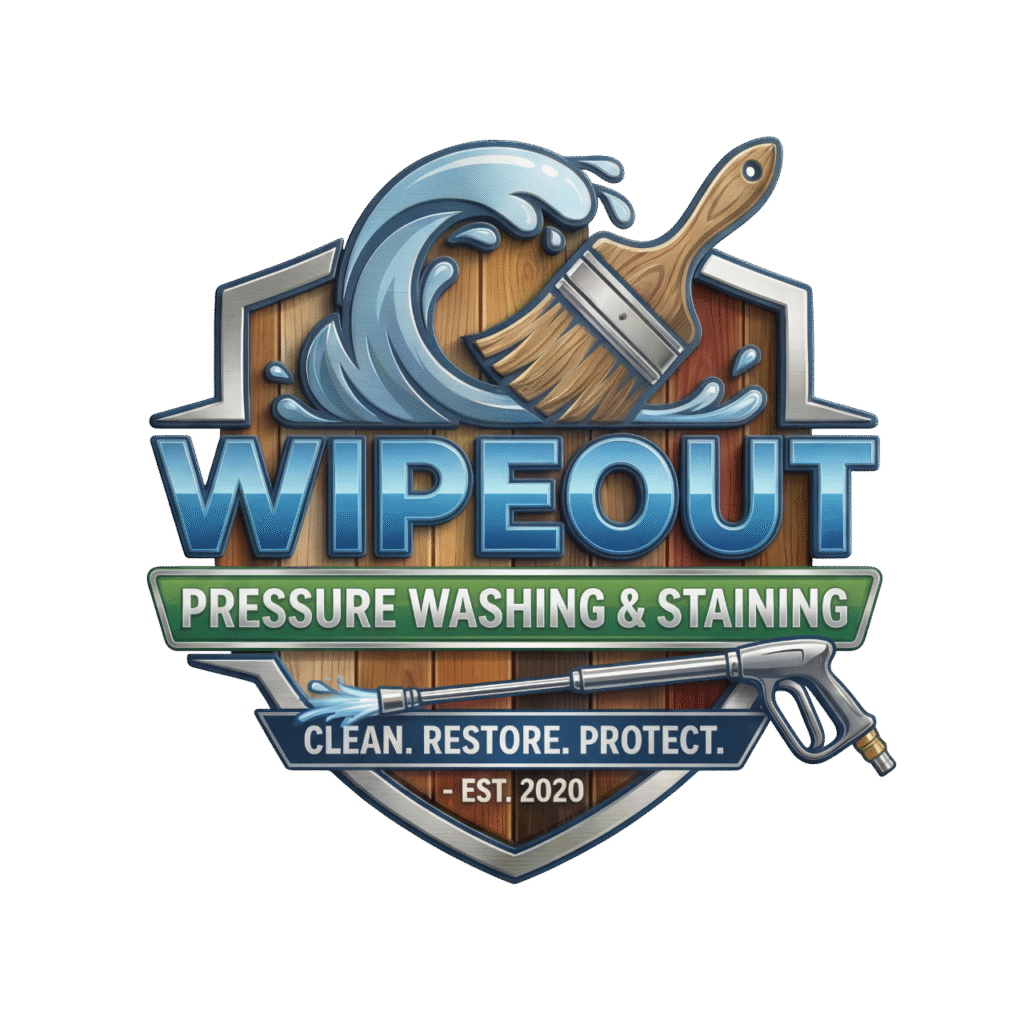 Wipeout pressure washing staining logo
