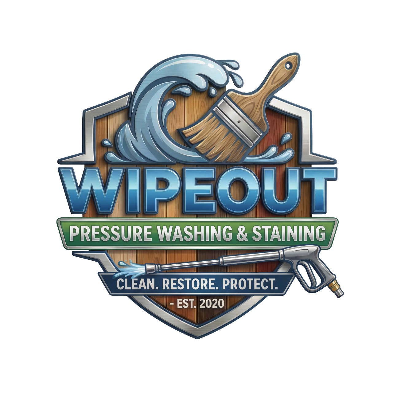 Wipeout pressure washing staining logo