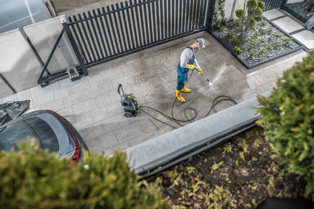 Exterior driveway, sidewalk, and patio power washing in Grand Blanc Michigan